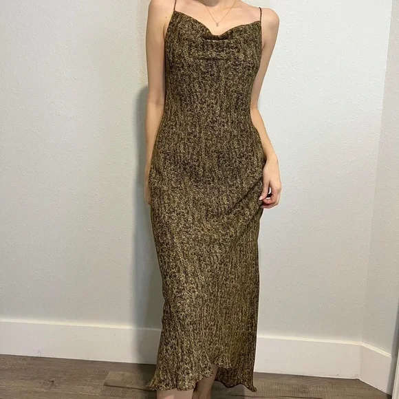 Dresses | 9s Vintage Green And Brown Mesh Dress | Poshmark Dresses | 9s Vintage Green And Brown Mesh Dress | Poshmark